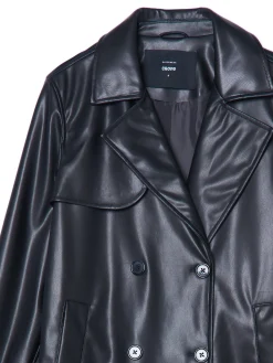 Cropp Kurtki, Płaszcze*trencz z imitacji skóry czarny