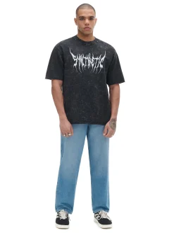 Cropp Koszulki*T-shirt z efektem acid wash czarny