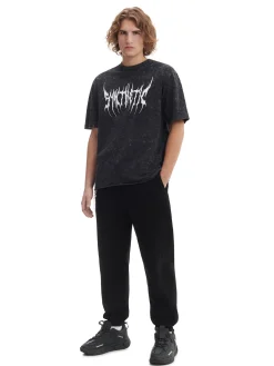 Cropp Koszulki*T-shirt z efektem acid wash czarny