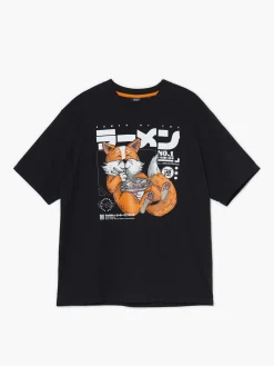 Cropp Koszulki*T-shirt z nadrukiem lisa czarny