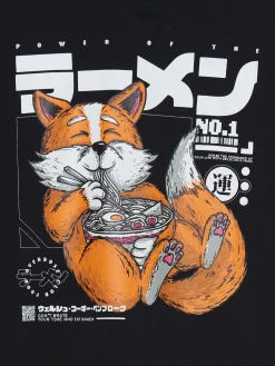 Cropp Koszulki*T-shirt z nadrukiem lisa czarny