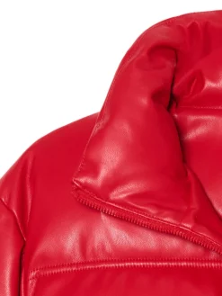 Cropp Kurtki, Płaszcze*Czerwona kurtka puffer z efektem skóry czerwony