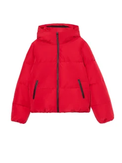 Cropp Kurtki, Płaszcze*Czerwona pikowana kurtka z kapturem czerwony