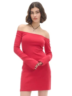 Cropp Sukienki, Kombinezony*Czerwona sukienka mini z rękawami flare czerwony