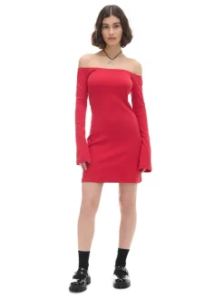 Cropp Sukienki, Kombinezony*Czerwona sukienka mini z rękawami flare czerwony