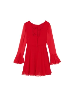 Cropp Sukienki, Kombinezony*Czerwona sukienka mini z falbanami czerwony