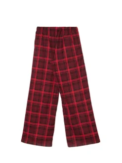 Cropp Spodnie*Czerwone spodnie baggy w kratę czerwony
