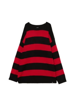 Cropp Swetry*sweter w paski czerwony