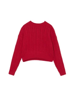 Cropp Swetry*sweter z warkoczowym splotem czerwony