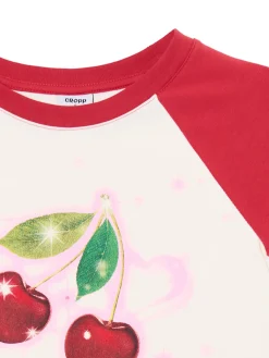 Cropp Koszulki, Topy*Dopasowany T-shirt z wiśniami biały