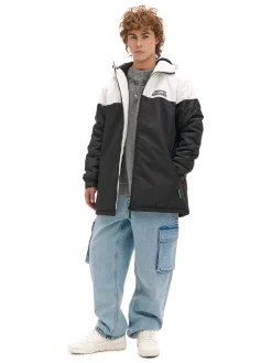 Cropp Kurtki Zimowe|Kurtki, Płaszcze*Dwukolorowa kurtka z kapturem czarny