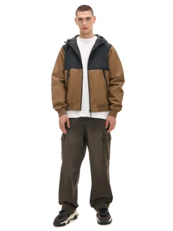 Cropp Kurtki, Płaszcze*Dwukolorowa lekka kurtka z kapturem brązowy