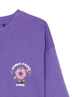 Cropp Koszulki*Fioletowa koszulka z pączkiem fioletowy