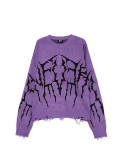 Cropp Swetry*sweter z nadrukiem fioletowy