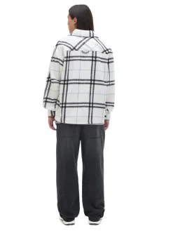 Cropp Koszule*Flanelowa kraciasta koszula z domieszką wełny biały