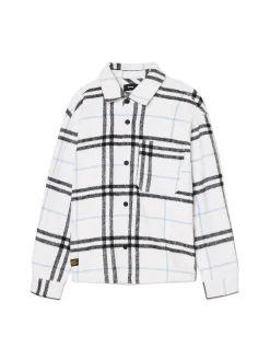 Cropp Koszule*Flanelowa kraciasta koszula z domieszką wełny biały