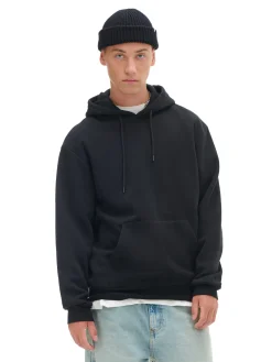 Cropp Bluzy*Gładka czarna bluza z kapturem czarny