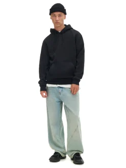 Cropp Bluzy*Gładka czarna bluza z kapturem czarny