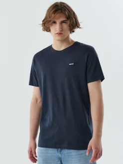 Cropp Koszulki*Gładka granatowa koszulka granatowy