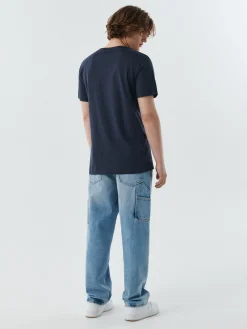 Cropp Koszulki*Gładka granatowa koszulka granatowy