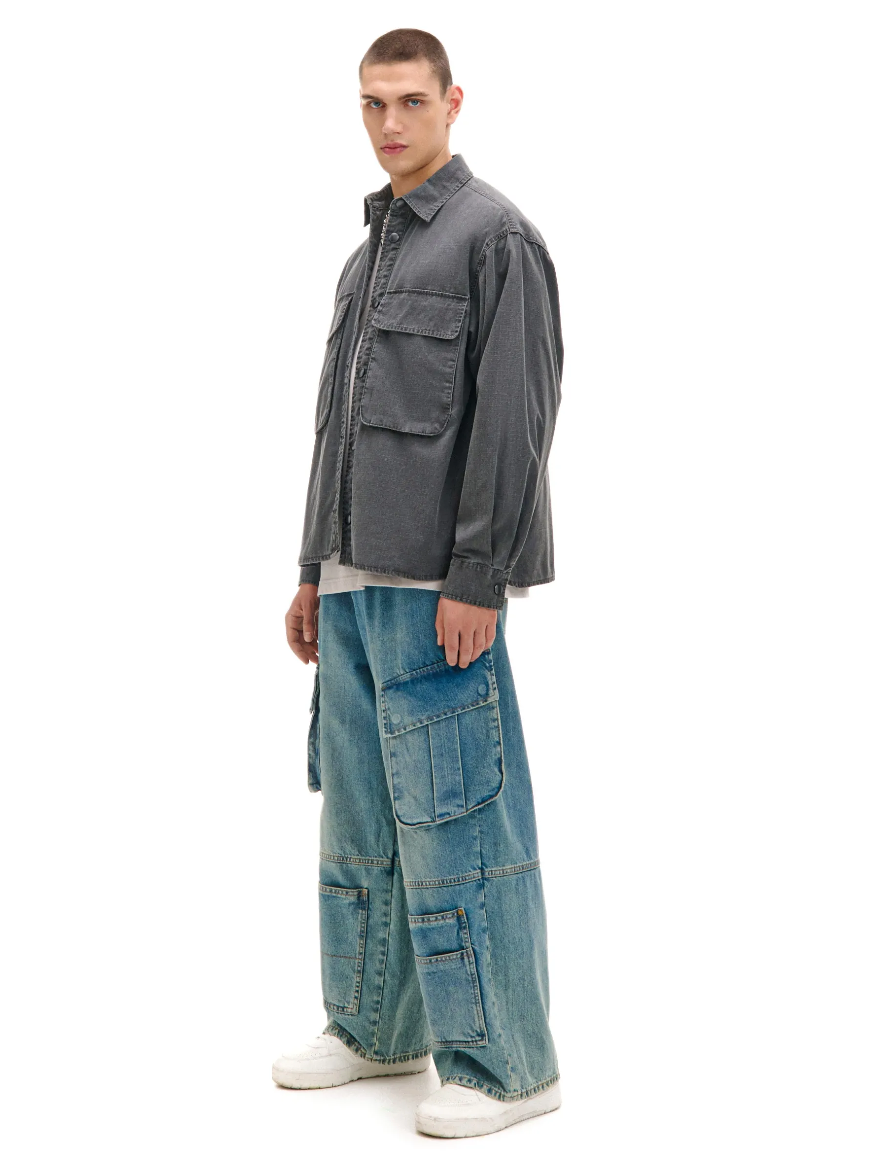 Cropp Koszule*Gładka koszula z efektem sprania czarny