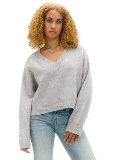 Cropp Swetry*Gładki jasnoszary sweter jasnyszary