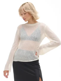 Cropp Swetry*Gładki sweter kremowy