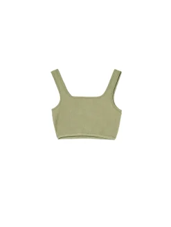 Cropp Koszulki, Topy*Gładki oliwkowy top zielony