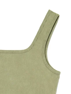 Cropp Koszulki, Topy*Gładki oliwkowy top zielony