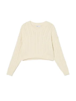 Cropp Swetry*Gładki sweter kremowy