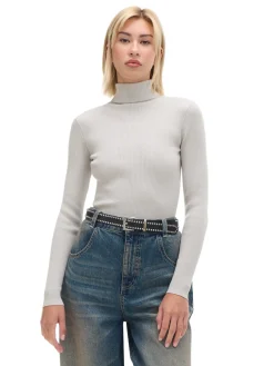 Cropp Swetry*Gładki sweter z półgolfem jasnyszary