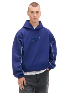 Cropp Bluzy*Granatowa bluza hoodie z naszywkami granatowy