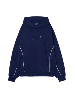 Cropp Bluzy*Granatowa bluza hoodie z naszywkami granatowy