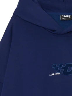 Cropp Bluzy*Granatowa bluza hoodie z naszywkami granatowy