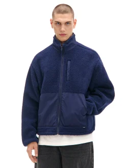 Cropp Bluzy*Granatowa bluza sherpa surowygranatowy