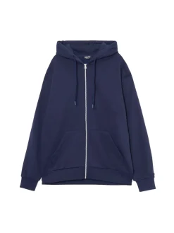 Cropp Bluzy*Granatowa rozpinana bluza z kapturem granatowy