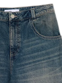 Cropp Jeansy*Granatowe jeansy skater z efektem sprania granatowy