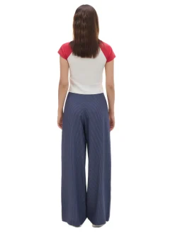 Cropp Spodnie*Granatowe spodnie tailoring w paski granatowy