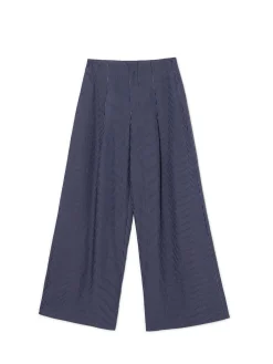 Cropp Spodnie*Granatowe spodnie tailoring w paski granatowy