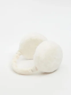 Cropp Czapki*Jasne futrzane nauszniki kremowy