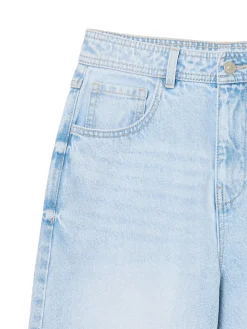 Cropp Jeansy*Jasne jeansy straight z efektem sprania niebieski