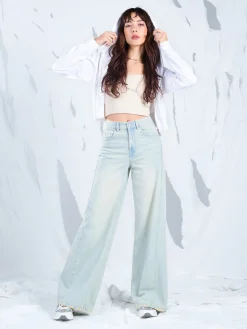 Cropp Jeansy*Jasne jeansy wide leg niebieski