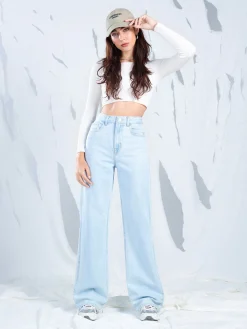 Cropp Jeansy*Jasne jeansy wide leg TALL niebieski
