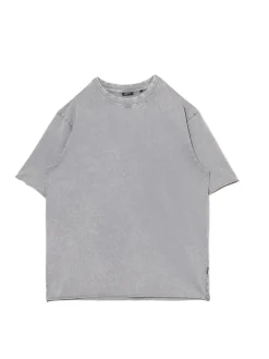 Cropp Koszulki*Jasnoszara koszulka z surowym wykończeniem jasnyszary