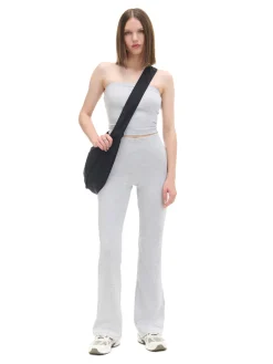 Cropp Spodnie*Jasnoszare dresy typu flare jasnyszary