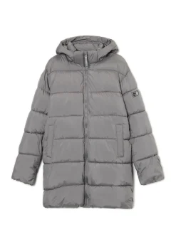 Cropp Kurtki Zimowe|Kurtki, Płaszcze*Jasnoszary pikowany płaszcz z kapturem jasnyszary