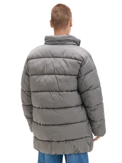 Cropp Kurtki Zimowe|Kurtki, Płaszcze*Jasnoszary pikowany płaszcz z kapturem jasnyszary