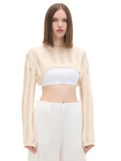 Cropp Swetry*Jasny krótki sweter kremowy