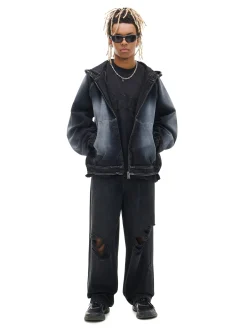 Cropp Kurtki, Płaszcze|Denim*Jeansowa kurtka z efektem przetarcia czarny