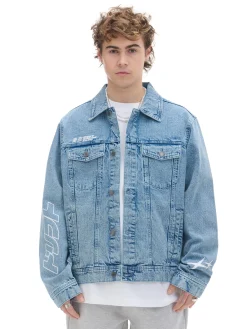 Cropp Kurtki, Płaszcze*Jeansowa kurtka z nadrukami niebieski